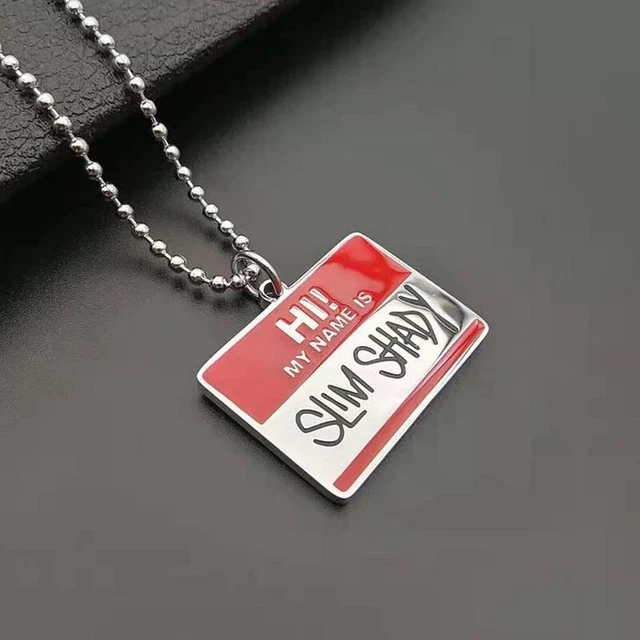 Men's SLIM SHADY Silver Geometric Hop Hip EMINEM Rapper Pendant Necklace 23Inch