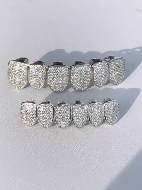 Grillz Personalizado Para Los Dientes Hip Hop De Diamantes Plata 925 Sólido