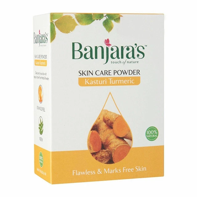 Banjara's Pure Herbs Kasturi Curcuma Poudre de soin de la peau 100 g 100 %...