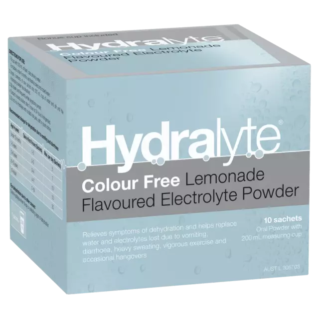 Hydralyte Electrolyte Powder 10 Sachets - Lemonade Flavoured Rehydration