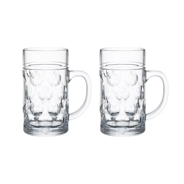 Bruchfeste große Biergläser Echtglasoptik 2x Bierkrug Polycarbonate Kunststoff