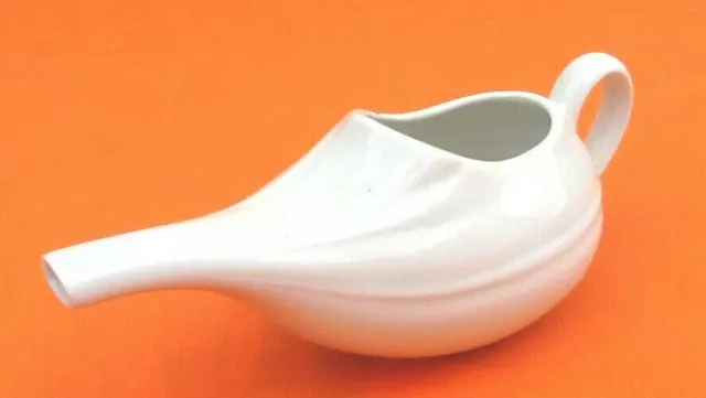 Antik Enten- / Babyflasche Sickenfüller Porzellan Weiß Länge: 190mm