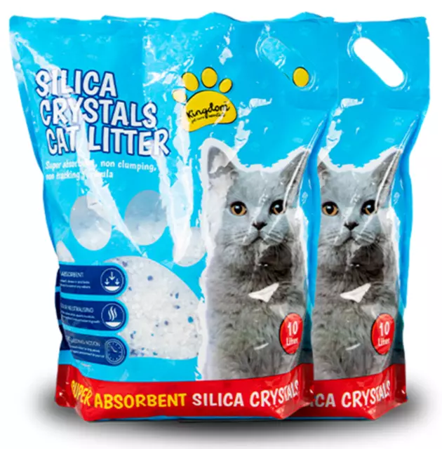 2Pc Silica Crystals Cat Litter 10L Comfort Non Clumping Natural & Biodegradable