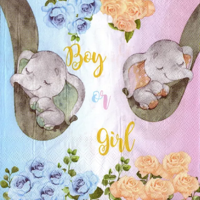 Serviettes en papier bébé naissance fille/garçon. Napkins birth girl/boy baby