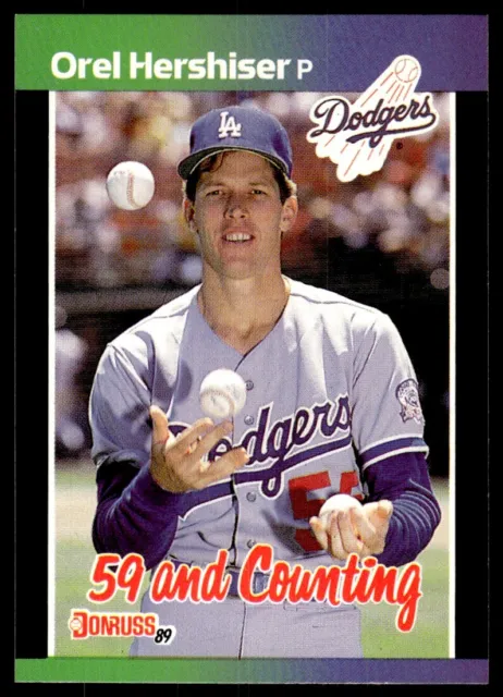 1989 Donruss Baseball Card 59 and Counting Orel Hershiser Los Angeles Dodgers