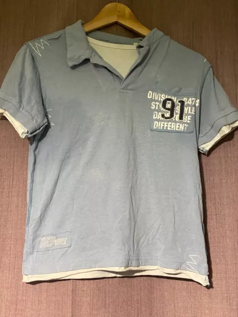 Polo top ragazzo blu chiaro taglia 7/8 anni piccolo foro MC125