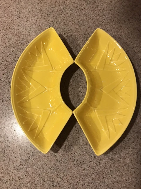 Yellow CALIFORNIA USA POTTERY MCM L59 Vtg Relish Trinket DISH Lazy Susan