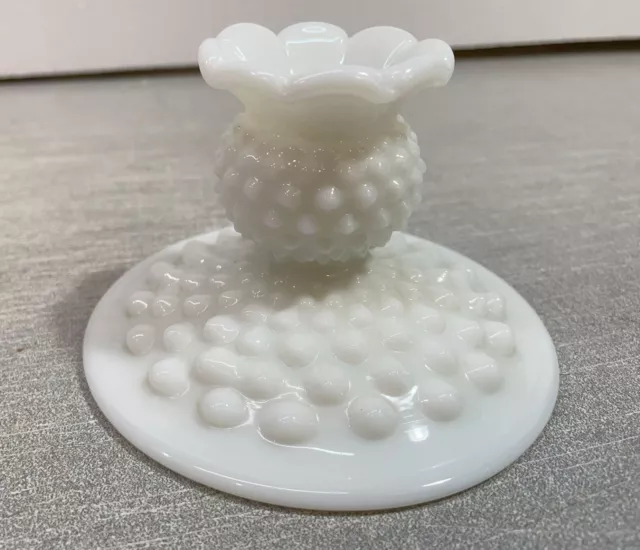 1 Vintage Fenton White Milk Glass HOBNAIL 3" Candle Stick Holder BBB