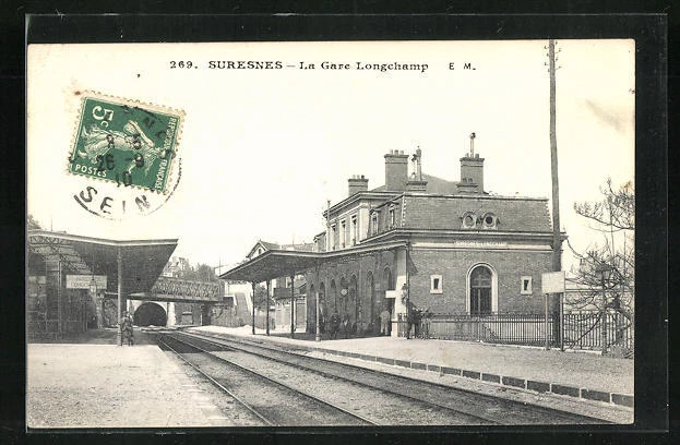 CPA Suresnes, La Gare Longchamp, La Gare 1910