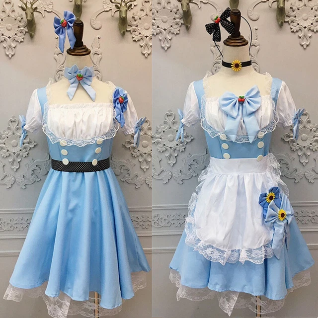 Drawing Dresses Cute Anime Girl Costumes Blue Sexy Alice In Wonderland Costume Adult Party Fancy Woman - Foto 12