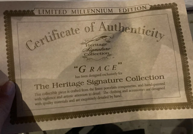 Heritage Signature Collection "Grace" Porcelain Doll Year 2000 Guardian Angel 2