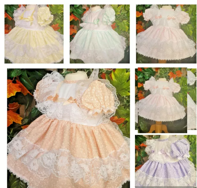 Dream Sale Newborn Baby Girls Ditsy Floral Traditional Dress Mint Blue Lilac