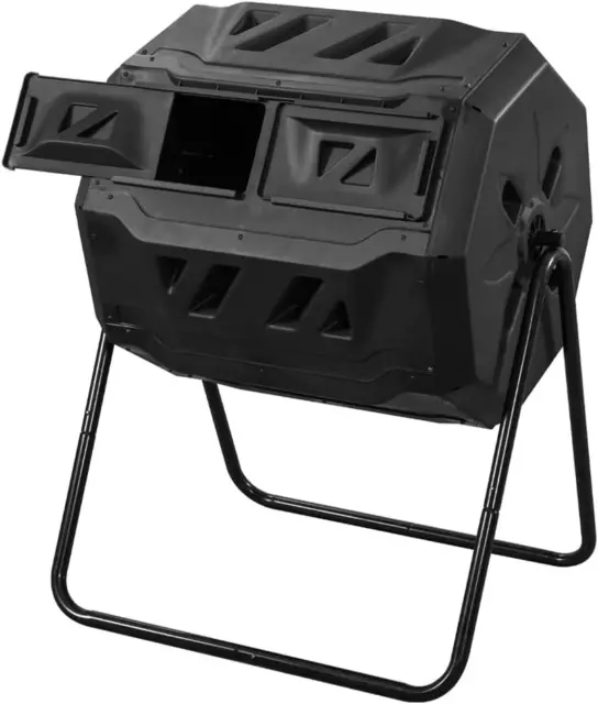 Groverdi Compost Bin 160L Tumbling Composter Dual Chamber Rotating Recycle Wa...