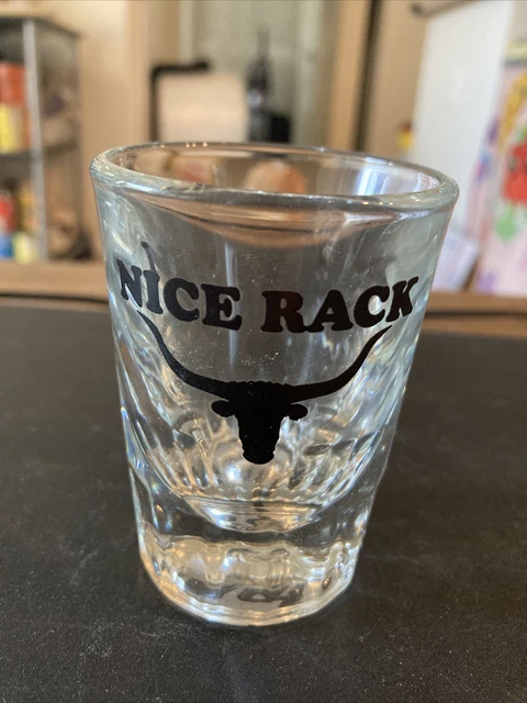 Vintage Large Shot Glass 3" NICE RACK, Heavy Glass