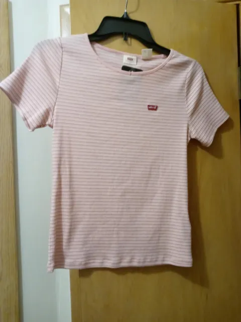 Levi's Honey Short Sleeve Slim Fit Ribbed Logo Striped Women T-Shirt