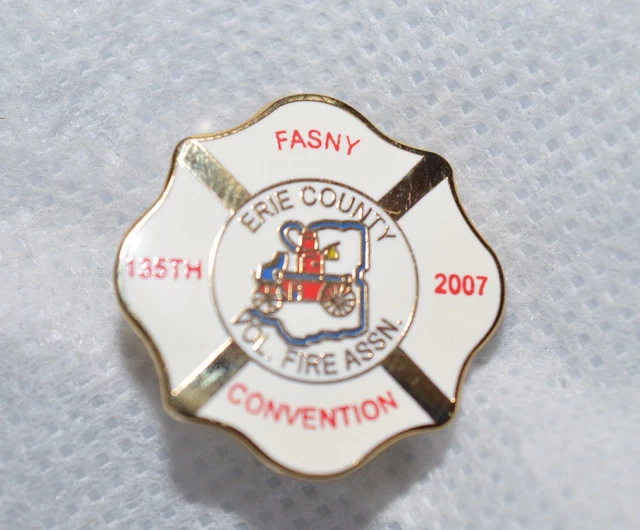 New York Volunteer Fire Assn Erie County 2007 Convention 1" Metal Lapel Pin