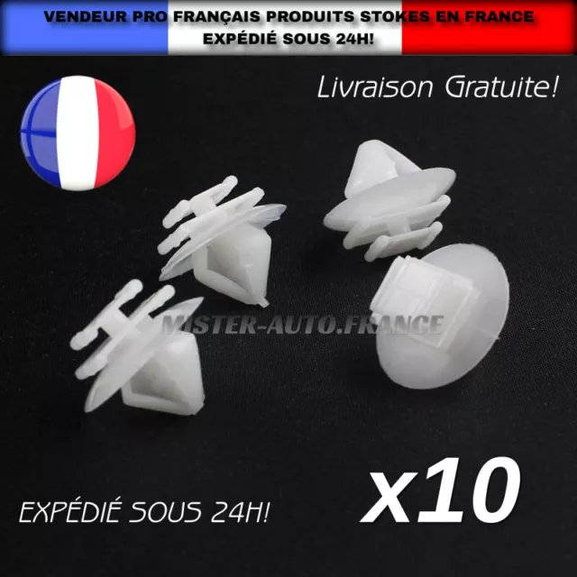 10 x Clips Agrafe Plastique - Citroen / Peugeot 206 307 407