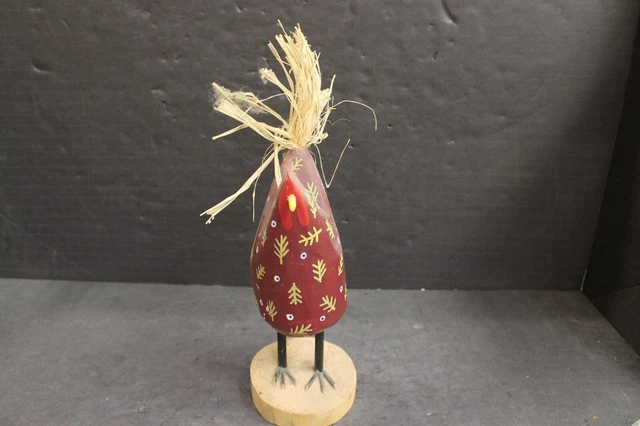 Navajo Pueblo Lulu Herbert Burgundy Twigs Rooster Wood Carving