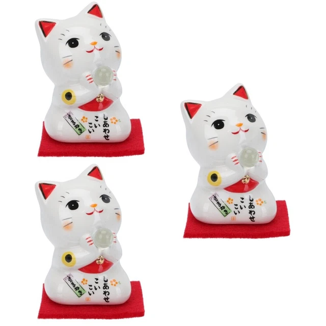 3 Pc Chat Chanceux Ornement De Fortune Décorer Décorations D'argent