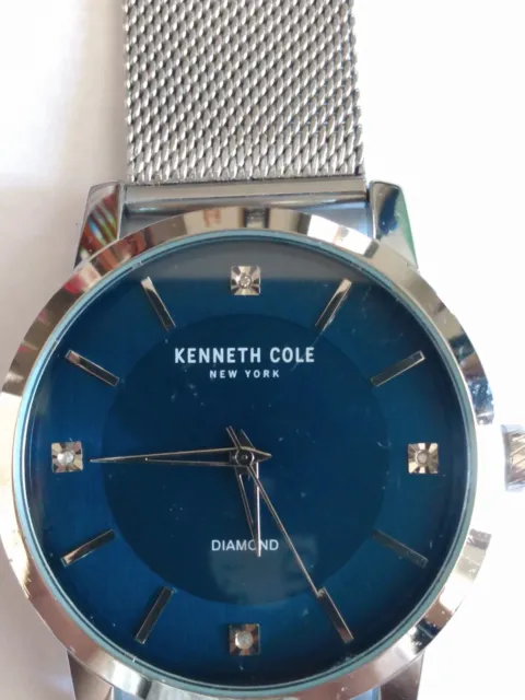 Kenneth Cole New York Diamond Men's Blue Analog Watch Steel Bracelet