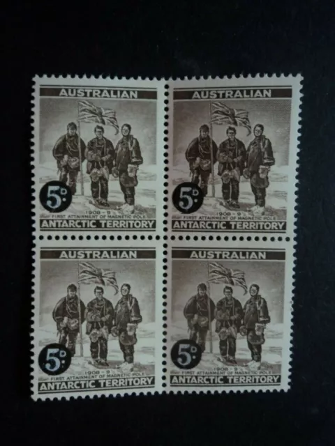 Australian Antarctic AAT block of 4 mint MUH stamps 1959 5d brown