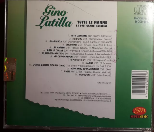 Gino Latilla- Tutte Le Mamme- Successi *Cd New Not Sealed Nuovo Non Sigillato 2