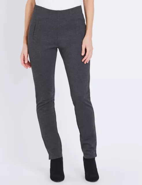 W LANE - Womens Pants - Grey All Season Ponte Leggings Elastane Fashion Trousers