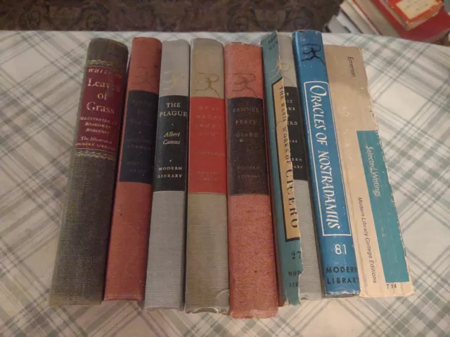 Vintage Lot of 8 books Classics Whitman, Newman, Camus, Others Modern Library