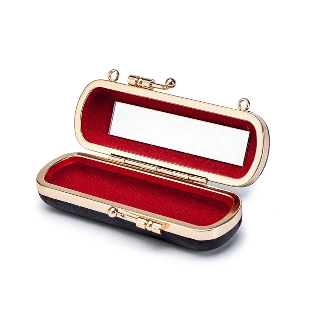 Mini Lipstick for Case Faux Leather Organizer Bag with Chain Makeup Pouch