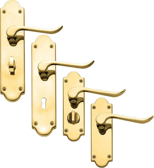 HOWDENS BERTELLI CHRISSI Shaped Door Handles Polished Brass Italian