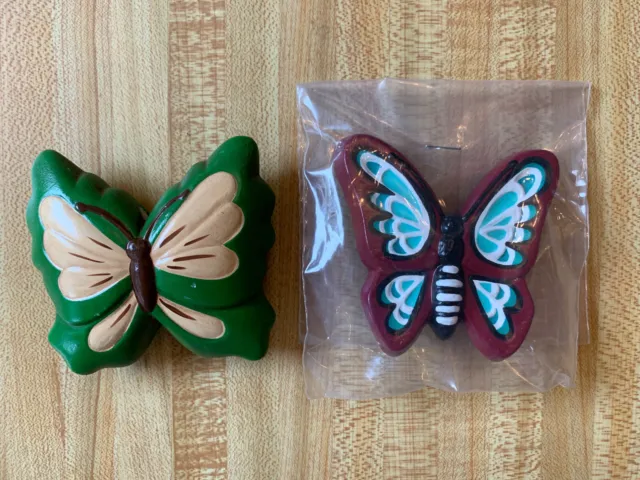 vintage ceramic macrome bead butterflies