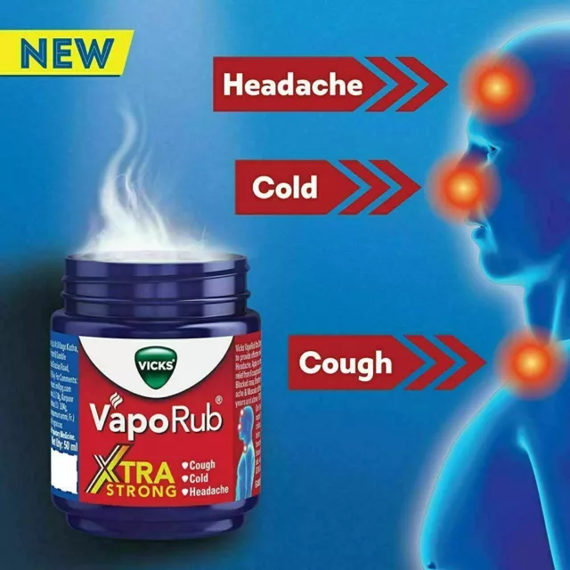 Vicks VapoRub Red Xtra Strong Tough Resfriado Dolor de cabeza Nariz tapada... 3