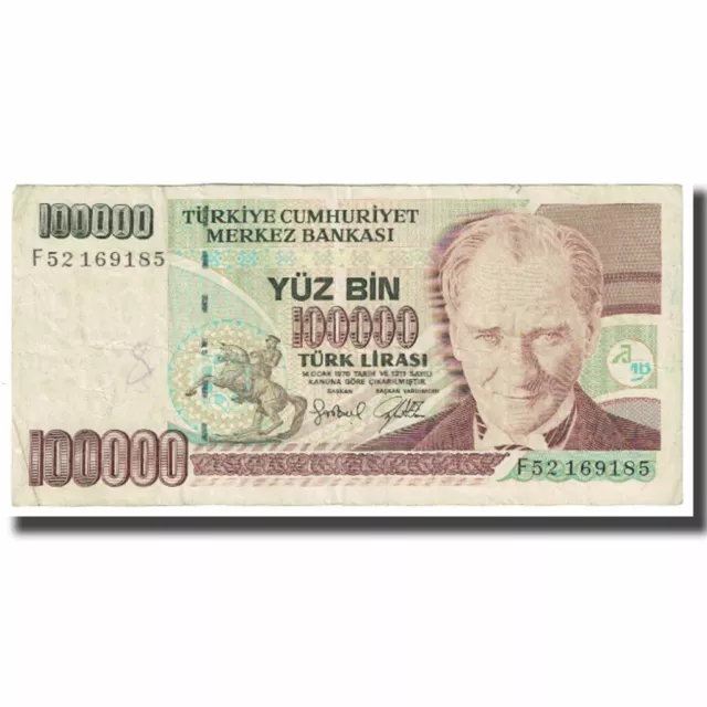 [#623345] Banknote, Turkey, 100,000 Lira, 1970, 1970-10-14, KM:206, VF(20-25)