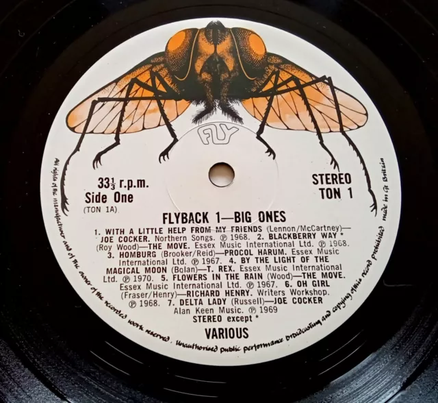 FLYBACK 1 BIG ONES UK 71 LP FLY T.Rex, Juniors Eyes, Tucker Zimmerman RARE COMP!