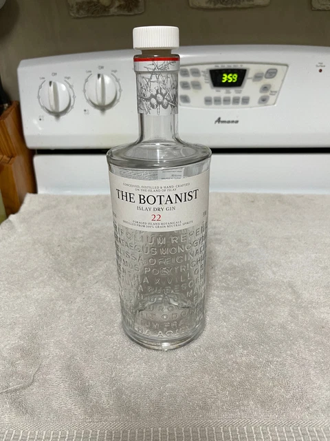 The Botanist Islay Dry Gin Empty Bottle 750mL Embossed Heavily Bar Bottle