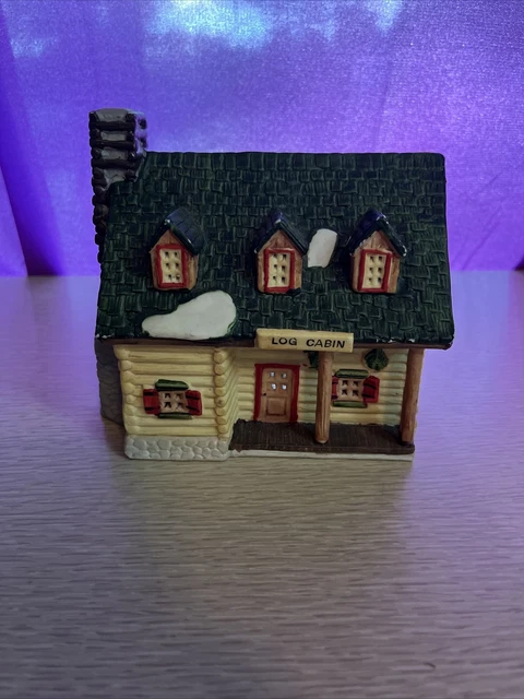 LEMAX Vail Village Collection LOG CABIN  #35089 Porcelain Lighted House 1993