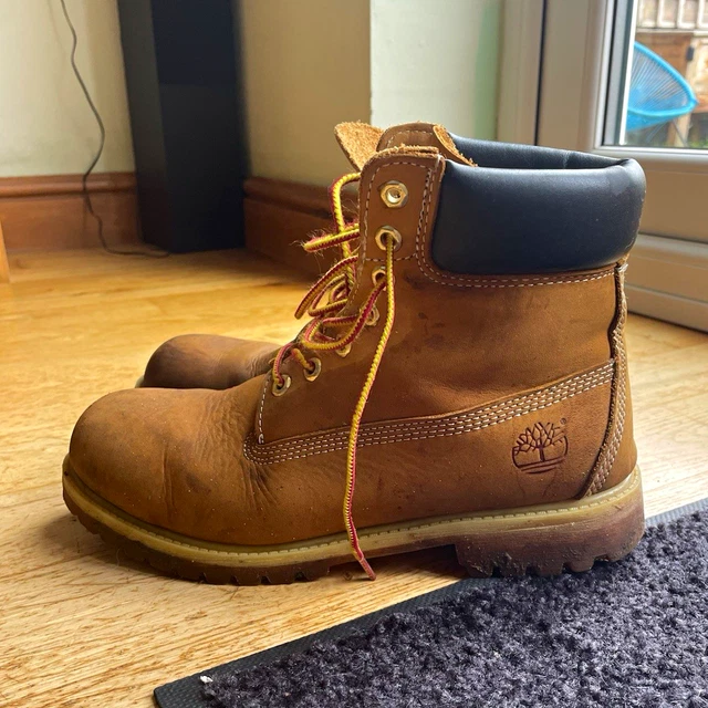 TIMBERLAND MEN'S BROWN Leather Lace-Up Ankle Work Boots Round Toe size ...