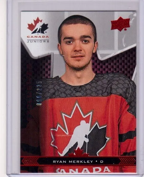 RYAN MERKLEY 18/19 Team Canada Juniors Rookie Exclusives #27 Card #d 090/225