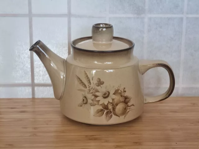 Denby Memories Teapot English Vintage Stoneware Floral Brown Beige