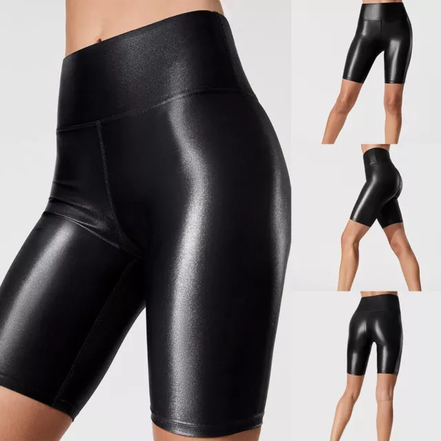 Pantaloni sexy elasticizzati in pelle PU neri caldi per donna pantaloncini da ci