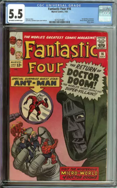 Fantastic Four #16 Cgc 5.5 Ow/Wh Pages // 1St Ant-Man Crossover + Dr Doom App