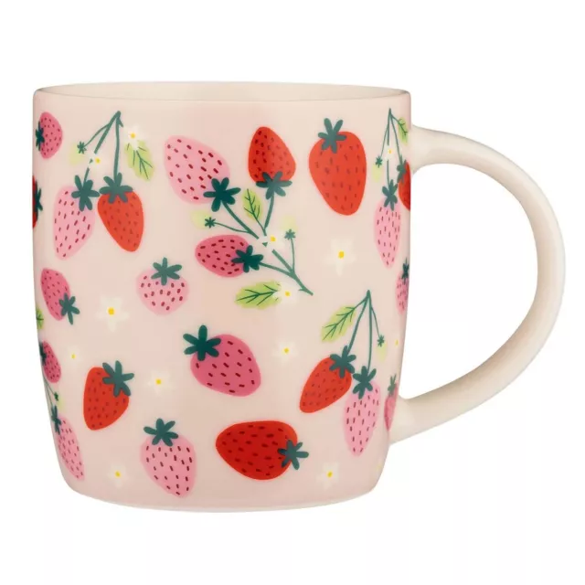 Coffee Mug 340ml Fine China Strawberry Decorated Mug Choco Tea Cup Hot Drink Cup