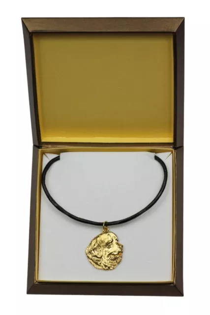 Newfoundland - Gold Plated Necklace with A Dog IN A Box Art Dog