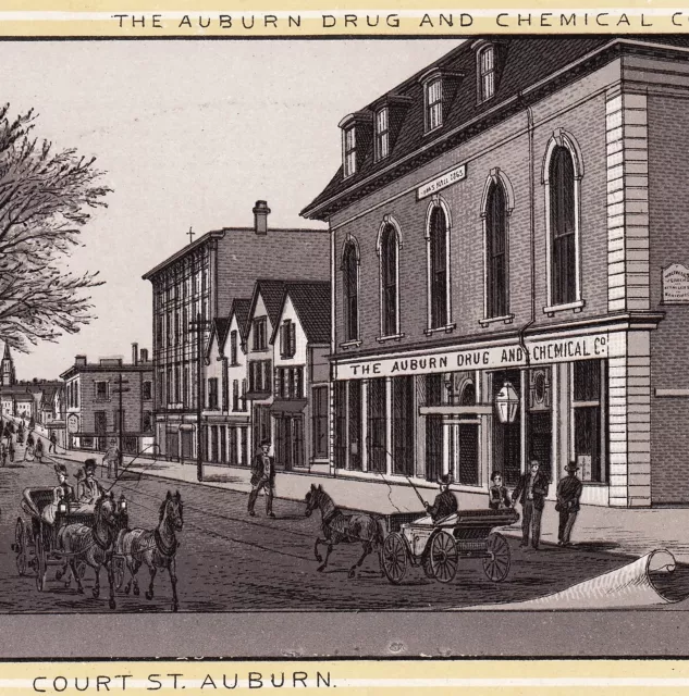 Auburn Drug Chemical Pix-Liquida Cough Cure 1890's photo-style ADVERTiSING CARD