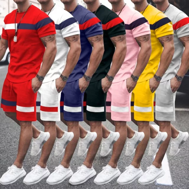 Herren 2-teiliges Set Sweatsuit Kurzarm T-Shirts & Shorts Set Sommeroutfit