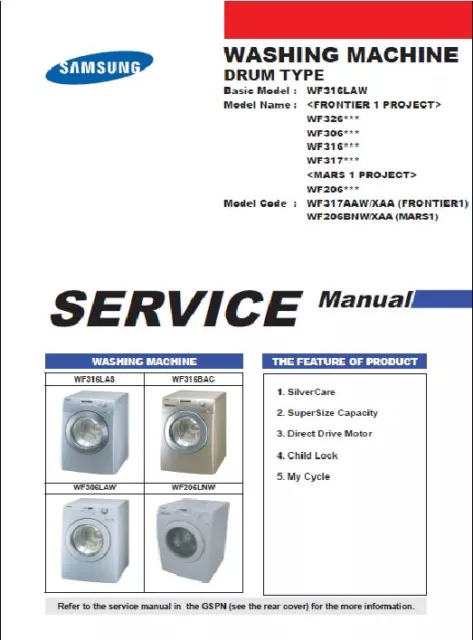 Repair Manual: Samsung F/L Washers (choice of one manual, see below for models)