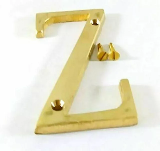 Belle Design Alphabet 'Z' Laiton Lettre Avec 2 Vis pour Porte Maison 10.2cm