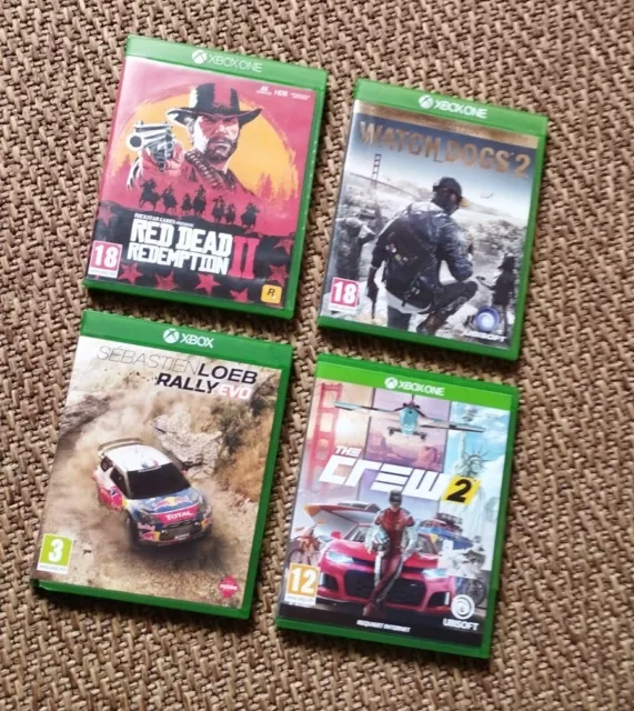 🟢 Lot JEUX XBOX ONE - Red Dead Rédemption 2, Watch Dogs 2, Rally, The Crew 2