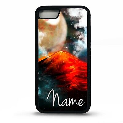 Volcano lava mountain full moon stars graphic personalised name phone case cover
