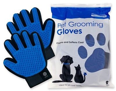 UPGRADED PAIR MORE BRISTLES Pet Grooming Gloves Brush Fur Mitt Massage with Bag